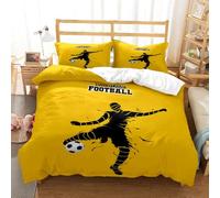 BJCJGGL Funda Nordica Cama 180 BalóN De FúTbol Amarillo Colchas Cama 180 para Niños Adultos con Cremallera Suave Transpirable Microfibra Fundas Nordicas 260x240 cm + 2 Fundas de Almohada 50x80 cm
