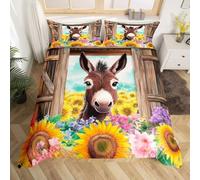 BJCJGGL Funda Nordica Cama 180 Burro De Granja Colchas Cama 180 para Niños Adultos con Cremallera Suave Transpirable Microfibra Fundas Nordicas 260x240 cm + 2 Fundas de Almohada 50x80 cm