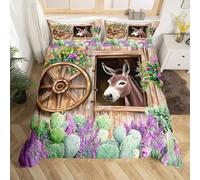 BJCJGGL Funda Nordica Cama 180 Burro De Granja Colchas Cama 180 para Niños Adultos con Cremallera Suave Transpirable Microfibra Fundas Nordicas 260x240 cm + 2 Fundas de Almohada 50x80 cm