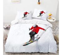 BJCJGGL Funda Nordica Cama 180 Esquí Colchas Cama 180 para Niños Adultos con Cremallera Suave Transpirable Microfibra Fundas Nordicas 260x240 cm + 2 Fundas de Almohada 50x80 cm