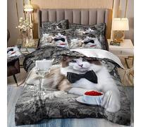 BJCJGGL Funda Nordica Cama 180 Gato Blanco Colchas Cama 180 para Niños Adultos con Cremallera Suave Transpirable Microfibra Fundas Nordicas 260x240 cm + 2 Fundas de Almohada 50x80 cm