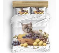 BJCJGGL Funda Nordica Cama 180 Lindo Gato Colchas Cama 180 para Niños Adultos con Cremallera Suave Transpirable Microfibra Fundas Nordicas 260x240 cm + 2 Fundas de Almohada 50x80 cm