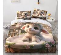 BJCJGGL Funda Nordica Cama 180 Oveja Adorable Colchas Cama 180 para Niños Adultos con Cremallera Suave Transpirable Microfibra Fundas Nordicas 260x240 cm + 2 Fundas de Almohada 50x80 cm