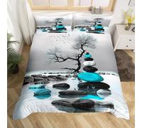 BJCJGGL Funda Nordica Cama 180 Piedra Zen Colchas Cama 180 para Niños Adultos con Cremallera Suave Transpirable Microfibra Fundas Nordicas 260x240 cm + 2 Fundas de Almohada 50x80 cm