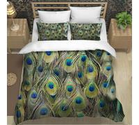 BJCJGGL Funda Nordica Cama 180 Plumas De Pavo Real Colchas Cama 180 para Niños Adultos con Cremallera Suave Transpirable Microfibra Fundas Nordicas 260x240 cm + 2 Fundas de Almohada 50x80 cm