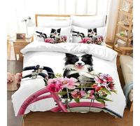 BJCJGGL Fundas Nordicas 105 Collie Fronterizo Ropa de Cama 105 para Niñas Niños con Cremallera Suave Transpirable Microfibra Fundas Nordicas 180x220 cm + 2 Fundas de Almohada 50x80 cm