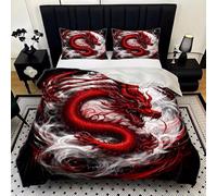 BJCJGGL Fundas Nordicas 105 DragóN Rojo Ropa de Cama 105 para Niñas Niños con Cremallera Suave Transpirable Microfibra Fundas Nordicas 180x220 cm + 2 Fundas de Almohada 50x80 cm