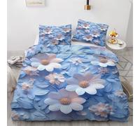 BJCJGGL Fundas Nordicas 105 Flor Azul Ropa de Cama 105 para Niñas Niños con Cremallera Suave Transpirable Microfibra Fundas Nordicas 180x220 cm + 2 Fundas de Almohada 50x80 cm