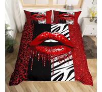 BJCJGGL Fundas Nordicas 105 Labios Rojos Ropa de Cama 105 para Niñas Niños con Cremallera Suave Transpirable Microfibra Fundas Nordicas 180x220 cm + 2 Fundas de Almohada 50x80 cm