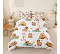 BJCJGGL Fundas Nordicas 105 Lindo Carpincho Ropa de Cama 105 para Niñas Niños con Cremallera Suave Transpirable Microfibra Fundas Nordicas 180x220 cm + 2 Fundas de Almohada 50x80 cm