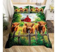 BJCJGGL Fundas Nordicas 105 Vaca Tierras Altas Ropa de Cama 105 para Niñas Niños con Cremallera Suave Transpirable Microfibra Fundas Nordicas 180x220 cm + 2 Fundas de Almohada 50x80 cm