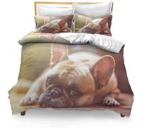 BJCJGGL Fundas Nordicas 135 Bulldog FrancéS Ropa de Cama 135 para Niños Adultos con Cremallera Suave Transpirable Microfibra Fundas Nordicas 220x220 cm + 2 Fundas de Almohada 50x80 cm