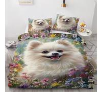 BJCJGGL Fundas Nordicas 135 Pomerania Ropa de Cama 135 para Niños Adultos con Cremallera Suave Transpirable Microfibra Fundas Nordicas 220x220 cm + 2 Fundas de Almohada 50x80 cm