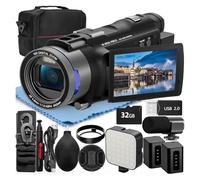 BJdfgE Cámara de Video HD 4K y 48 MP, cámara Vlogs con Wi-Fi Control por aplicación, grabadora Zoom 16x Pantalla IPS 270°