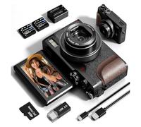 BJdfgE Cámara Digital de 56 MP for fotografía, cámara vlogueo 4K con Pantalla giratoria 180°, apuntar y Disparar(K100 - Black)