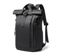 BJIAX Rolltop Rucksack Damen große Laptop Rucksack Herren Schwarz Wasserdichter mit Computerfach 16 Zoll Rucksäcke Schulrucksack Wasserfester Reiserucksack Handgepäck Flugzeug Arbeit Reisen