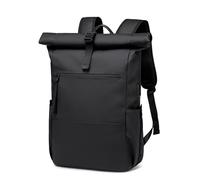 BJIAX Rolltop Rucksack Damen Herren große Laptop Rucksack wasserdicht mit Computerfach 16 Zoll Rucksäcke Schulrucksack Wasserfeste Reiserucksack Handgepäck Flugzeug Arbeit Reisen, Negro , 16"
