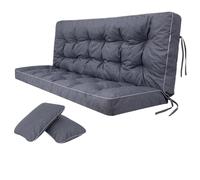 Bjird Cojin para Banco - Cojines Blandos de Asiento y Respaldo para Tumbonas, Bancos de Jardín, Columpios de Patio, Suelo - Impermeables con Diseño Acolchado y Correas - 100 cm - Azul Marino