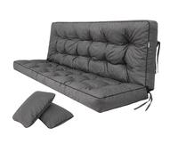 Bjird Cojin para Banco - Cojines Blandos de Asiento y Respaldo para Tumbonas, Bancos de Jardín, Columpios de Patio, Suelo - Impermeables con Diseño Acolchado y Correas - 100 cm - Grafito