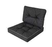 Bjird - Cojin para Silla de Exterior - Cojín para Muebles de jardín con Respaldo - Cojin de Asiento 50 cm - Impermeables - Negro