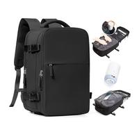 BJLFS Mochila viaje cabina avion 40x30x20 Ryanair Wizzair Equipaje de Mano 40x20x25 Vueling con Sistema de Vacío Mochila de Viaje Portátil Impermeable para Hombre y Mujer,Negro L
