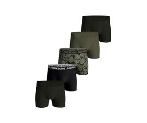 Björn Borg Bjorn Borg - Calzoncillos tipo bóxer de algodón elástico para hombre, 5 unidades, Black Green Print, XXL