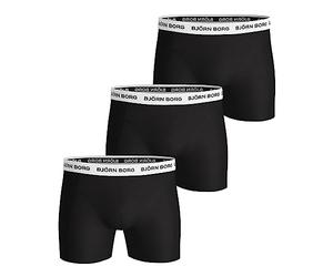 Björn Borg Shorts Sammy Contrast Solid Bxer, Negro (9999-1028-90011), S (Pack de 3) para Hombre