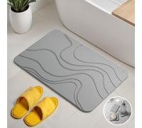 Björn&Schiller Alfombra de baño de Piedra, Set de Alfombra de baño de Secado rápido, antibacteriana de diatomita, Antideslizante y Absorbente 60x39 cm, Gris