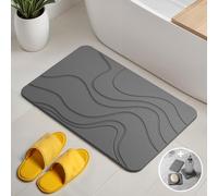 Björn&Schiller Alfombrilla de baño de piedra, de secado rápido, alfombrilla de baño de piedra antibacteriana, antideslizante, absorbente de tierra de diatomea, alfombrilla de ducha 60 x 39 cm, gris