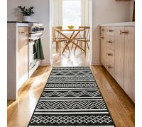 Björn&Schiller Alfombra de Pasillo 60 x 180 cm, Antideslizante, para Pasillo, Dormitorio y salón, Moderna Alfombra Larga, Alfombra de Cocina (Shadow Grid (Negro))