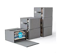 Björn&Schiller Bolsa de almacenamiento, 6 unidades de almacenamiento para ropa, 39 x 36 x 26 cm, 37 L, lino, gris, plegable, con ventana y correas