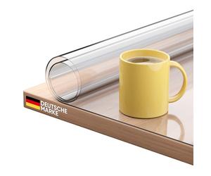 Björn&Schiller Protector de mesa transparente con bordes biselados, 2 mm de grosor, protector de mesa transparente, 100 x 200 cm, protector de mesa transparente, resistente al calor hasta 55 °C