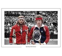 Bjorn Borg & John McEnroe - Impresión fotográfica firmada de 30,5 x 20,3 cm, diseño de autógrafo de tenis
