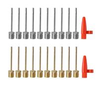 Bjotfhy 20 PCS Agujas de Bomba para Balones, Agujas de Inflado de Acero Inoxidable y Latón, con 2 Boquillas de Plástico, para Fútbol, Baloncesto, Voleibol, Rugby
