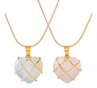 BJPERFMS Cuarzo Princesa Collares, Collar Princesa, Necklace Rosa Princesa, Princesas Colgante Opalo Natural Niñas, Collar de Cuarzo de Ópal, Collars de Cristal, Corazon Collars, Collars Mujer