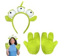 BJPERFMS Disfraz Alien, Set de Disfraces Alien, Disfraz de Alien, Diademas y Guantes Alien, Kit de Disfraces de Alien, Accesorios de Cosplay para Fiesta Carnaval Cumpleaños para Adultos y Niños