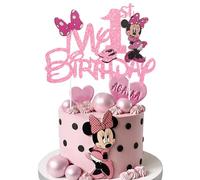 BJPERFMS Minnie Decoracion Tarta, Decoracion Tartas Cumpleaños Minnie, Cake Topper Minnie y Mickey, Minnie Happy Birthday Cake Topper, Adornos Tartas Minnie de Cumpleaños Niños