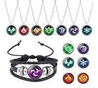 BJPERFMS Pulsera Genshin Impact, 7 Genshin Impact Collar, Anime Elemento de Juego Badge, Pulsera Anime de Merchandising con 7 Repuesto de Elementos, Regalo de Anime Fans
