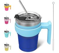 BJPKPK 10 oz Tumbler con manejo de tazas de vaso de acero inoxidable con tapa y paja para el oficina en casa o el cielo de automviles