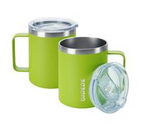BJPKPK - 2 tazas t rmicas de 14 oz con tapa, de acero inoxidable y a prueba de salpicaduras, color verde