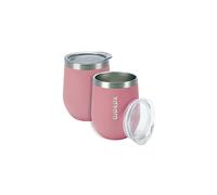 BJPKPK 2 vasos de vino con aislamiento de 12 oz, con tapa, irrompibles, de acero inoxidable, para el hogar y el exterior, color rosa claro