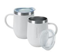 BJPKPK - Juego de 2 tazas t rmicas de acero inoxidable de 355 ml con tapa para bebidas calientes y fr as, color blanco