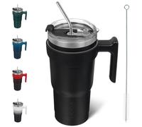 BJPKPK Tumbler de 20 oz con tazas de vaso de aislamiento de acero inoxidable con tapa y paja para el oficina en casa o el automvil negro