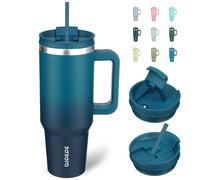 BJPKPK Vaso aislado de acero inoxidable de 40 oz con asa y tapa de paja