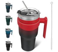 BJPKPK Vaso aislado de doble pared de acero inoxidable de 40 onzas con asa y tapa con pajilla, luna de sangre