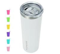 BJPKPK Vaso delgado con tapa, 20 onzas, acero inoxidable aislado al vacío, doble pared, vaso de viaje para café y agua, blanco, (TSK20blanco)