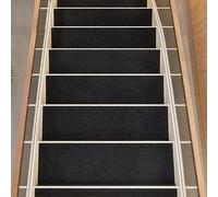 BJSXHZYGT Alfombra Escalera (10 Unidades), Antideslizante Escalera para Escaleras (Longitud Cortable), Alfombras Antideslizantes Peldaños para Escaleras (Interior/Exterior)(Black)