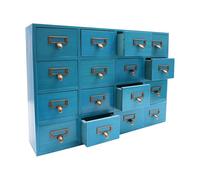 BJTDLLX Armario farmacéutico vintage con 16 cajones para escritorio, organizador de madera, armario farmacéutico con cajones y asas, caja de almacenamiento para joyas, hierbas, 50,5 x 9,5 x 35 cm