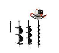 BJTDLLX Broca de tierra de gasolina de 52 cc, 2 tiempos, poste de valla, 2,3 CV, taladro de tierra de gasolina, taladro de mano para jardín con 3 brocas de repuesto de 4", 6", 8" y 12" barra de