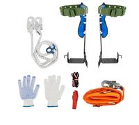 BJTDLLX Juego de herramientas para escalada de árboles, crampones para trepar árboles, crampones de 2 puntas, crampones de árboles, picos para trepar árboles, equipo de escalada con arnés y cuerda